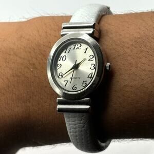 Silver & White Cuff Watch